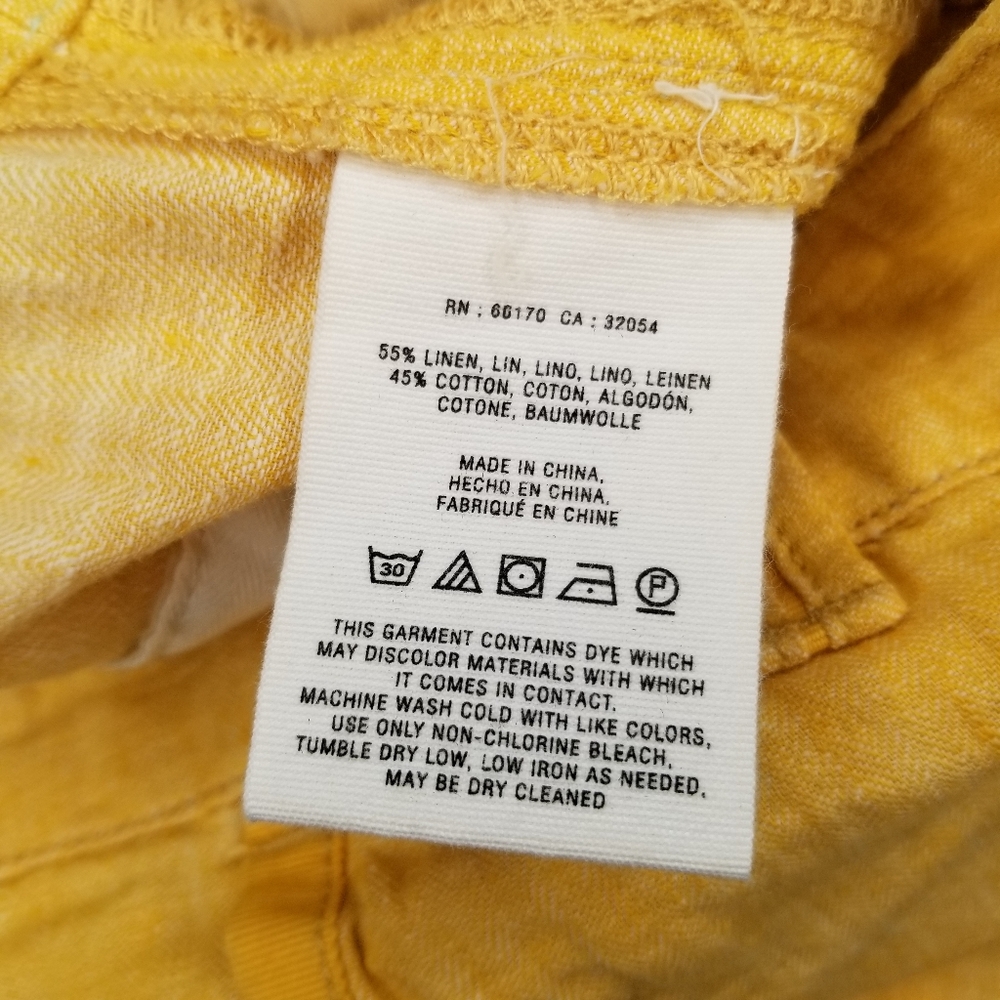 Anthropologie Pilcro Linen Trouser Pants Yellow Wide Leg Wmn's Size 10 Anthro - Picture 6 of 7